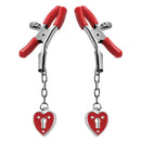 Crimson Tied Heart Padlock Nipple Clamps