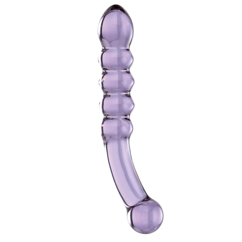 Glas Purple Rain Ribbed Glass Dildo